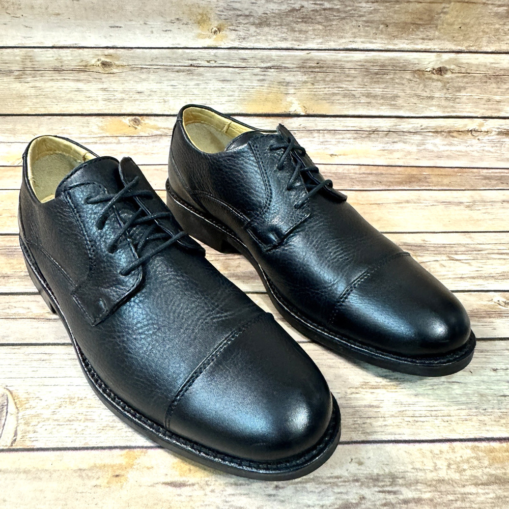 Belvedere Mens Black Leather Cap Toe Duke Oxford Lace Up Shoes 8.5D Career